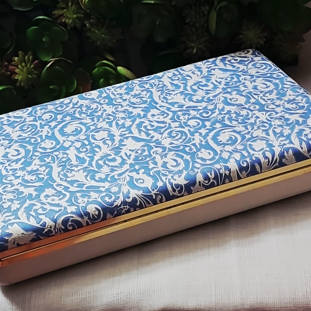 Vintage MELE Blue hardcase Travel Box - Women Jewelry Rings, Earrings, Necklace